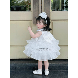 Váy CC kèm cà vạt xinh Đầm Công Chúa Cho Bé Gái Cao Cấp tặng Kèm Cài Đầu Cute