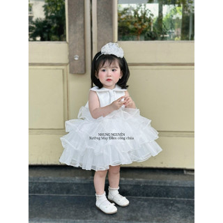 Váy CC kèm cà vạt xinh Đầm Công Chúa Cho Bé Gái Cao Cấp tặng Kèm Cài Đầu Cute