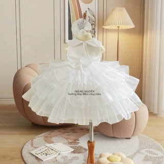Váy CC kèm cà vạt xinh Đầm Công Chúa Cho Bé Gái Cao Cấp tặng Kèm Cài Đầu Cute