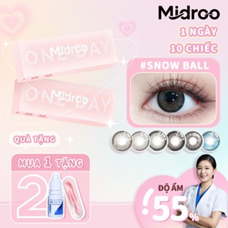  【Daily Disposable Midroo Lens Snowball 1 ngày 55% độ ẩm  Cực Kỳ Ẩm Mềm - 10 cái hộp Kính áp tròng cho mắt nhạy cảm 
