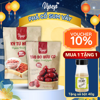 Combo Túi Táo Đỏ Hữu Cơ Tân Cương 280g & Kỷ Tử Hữu Cơ Ninh Hạ 350g Vipep Quả Khô Dưỡng Sinh
