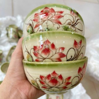 10 bát cơm hoa sen Bát Tràng