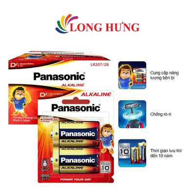 Pin kiềm Đại D Panasonic Alkaline 1.5V LR20T/2B (12 viên) - Hàng chính hãng