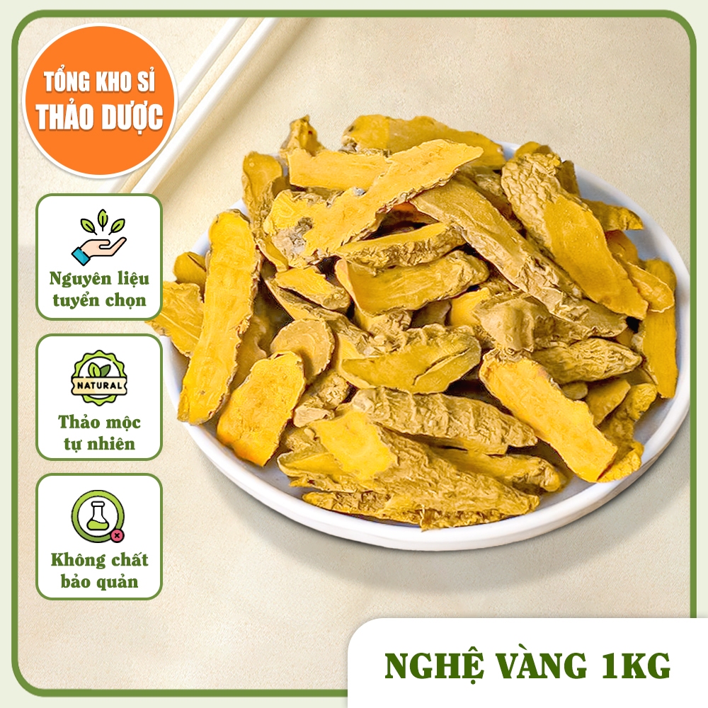 Nghệ vàng khô 1kg, nghệ khô thái phiến, khương hoàng, uất kim, dùng pha uống, nấu ăn