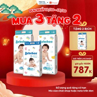 [3 BỊCH TẶNG 2 BỊCH] Tã Bỉm BEBEBOO Nhật Bản, tã quần đóng ngày đêm đủ size NB80/S70/M54/L50/XL46/2XL42