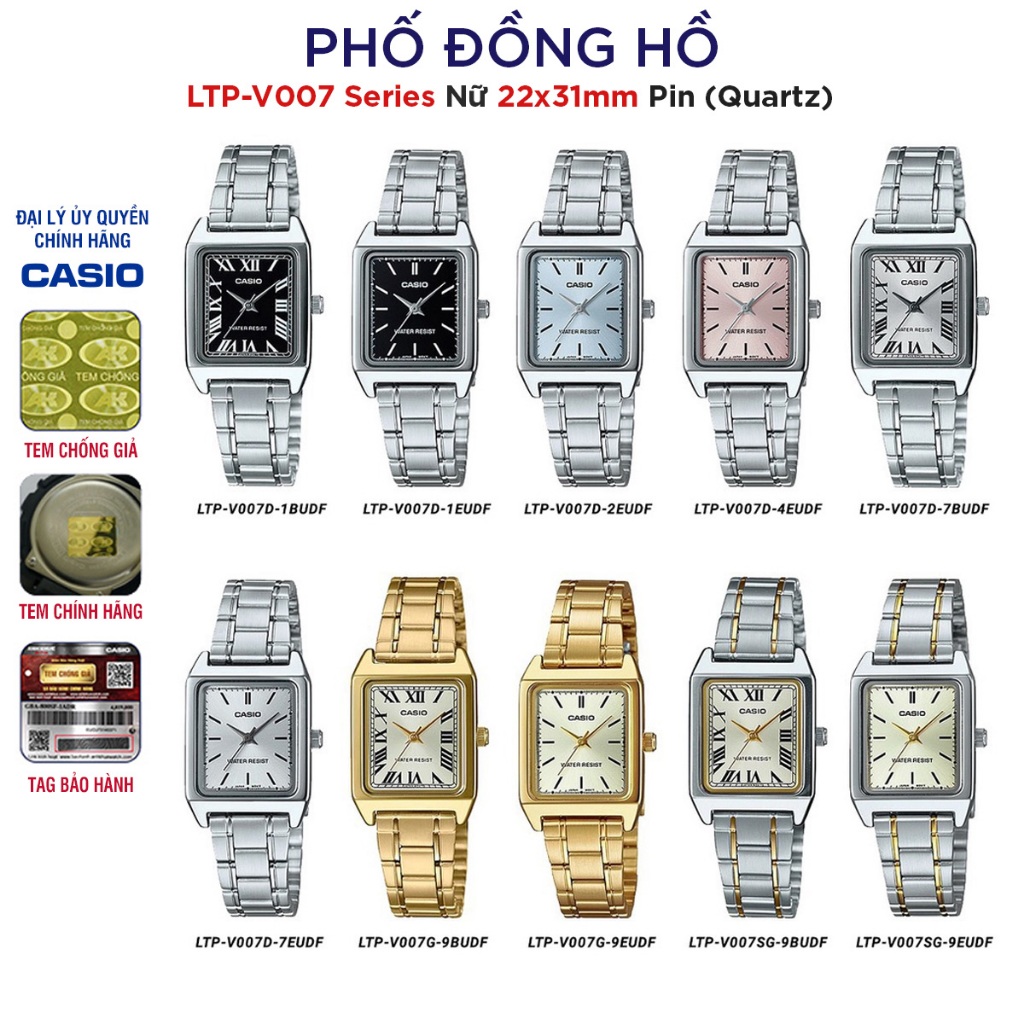 Đồng hồ nữ dây kim loại chính hãng Casio Anh Khuê Series LTP-V007