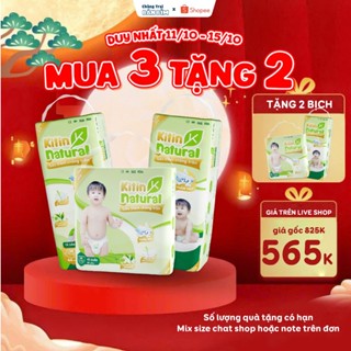 [3 BỊCH TẶNG 2 BỊCH] Tã Bỉm KITIN NATURAL thương hiệu Việt, thấm hút 1200ml, size NB56/S50/M44/L40/XL38/2XL36/3XL