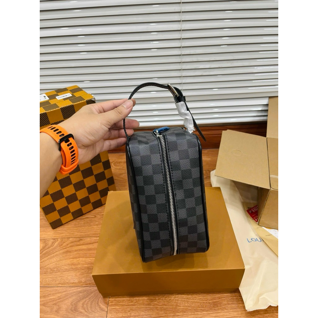 ⚡️[Best Quality] - Túi Nam Cầm Tay Khoá Kéo Vân Caro Sang Trọng Tinh Tế - Hộp Phụ Kiện Đầy Đủ