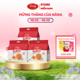 [VỊ SỮA MỚI] Combo 3 bịch bánh Karo chà bông sợi gà, Bánh ăn sáng, Bánh kẹo Richy, HSD 45 ngày