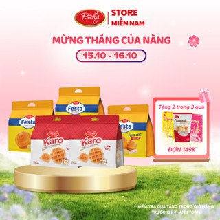 Combo 5 bịch bánh Mix vị, 2 bánh Karo chà bông, 3 bánh mì hoa cúc Fe'sta, HSD 35-45 ngày