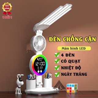 Đèn bàn học tích điện đa năng siêu sáng màn hình LED, pin 3200mah, đồng hồ đo nhiệt độ ngăn chứ bút tiện dụng