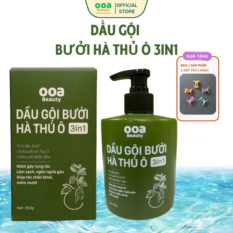 Dầu Gội Bưởi - Dầu Gội Hà Thủ Ô - Hỗ Trợ Làm Đen Tóc, Giảm Gàu, Ngăn Rụng Tóc - Ooa Beauty 350ml