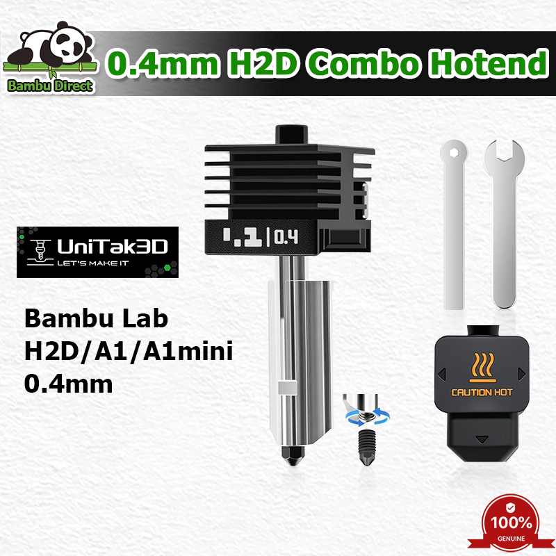 UniTak3D in 3D 0.4mm H2D Combo Hotend Cho Bambu Lab H2D Combo/A1/A1 Mini Vòi phun thép cứng In nhiệt