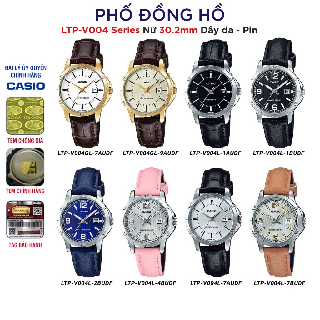 Đồng hồ nữ dây da chính hãng Casio Anh Khuê Series LTP-V004
