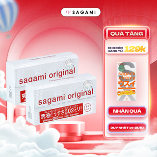 Combo 2 hộp bao cao su Sagami 002 siêu mỏng non latex hộp 6 chiếc