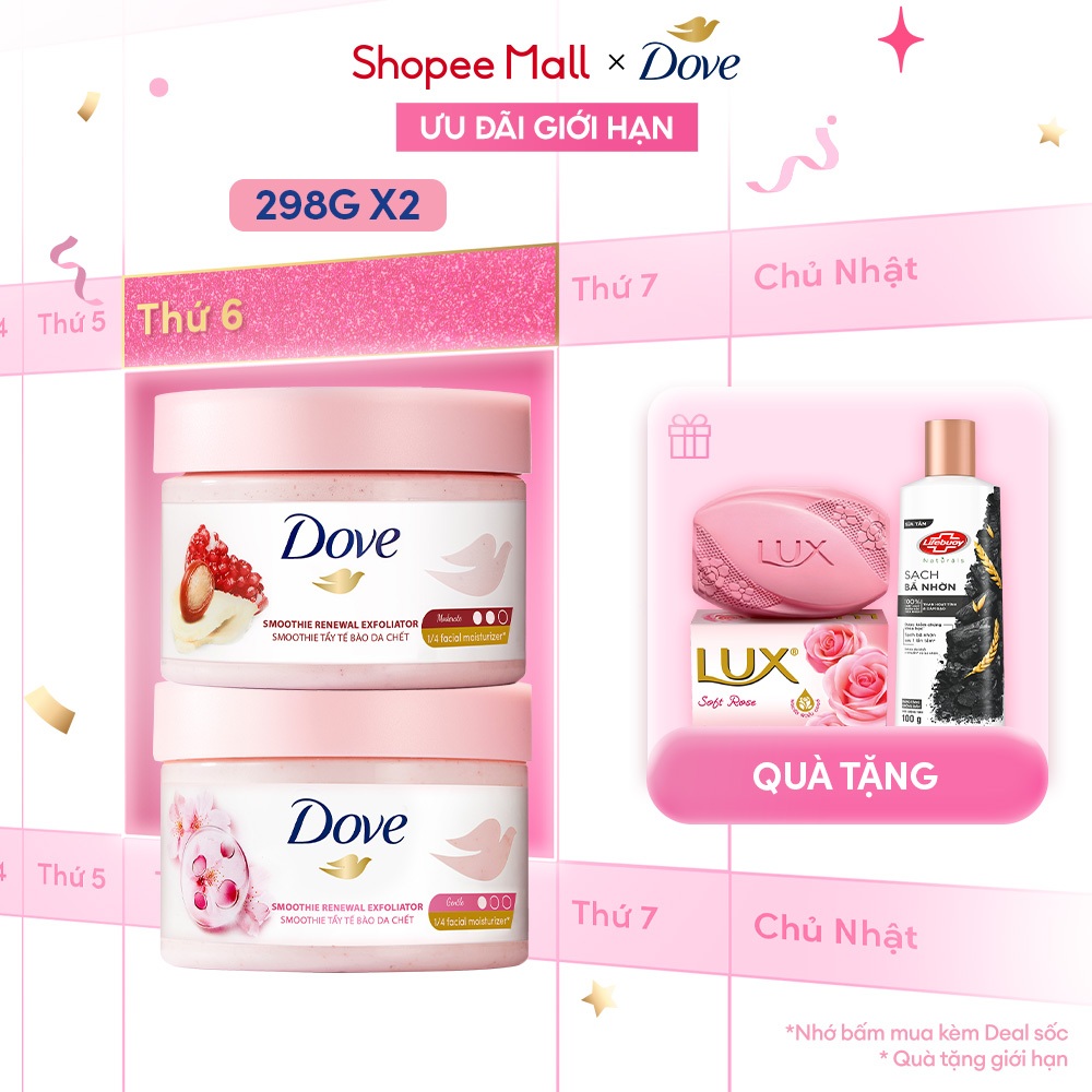  Combo 2 Tẩy Da Chết Dưỡng Ẩm Toàn Thân Dove 298g x 2 