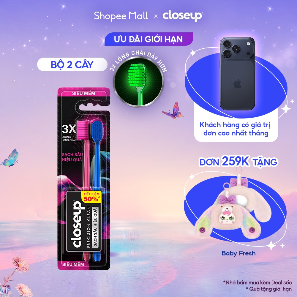 Bộ 2 Cây Bàn chải Closeup Precision Clean siêu mềm