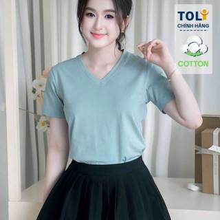 Áo thun nữ cổ tim TOLI BSA27 – cotton mềm mịn, dáng suông không kén dáng, mặc ở nhà, đi chơi đều đẹp