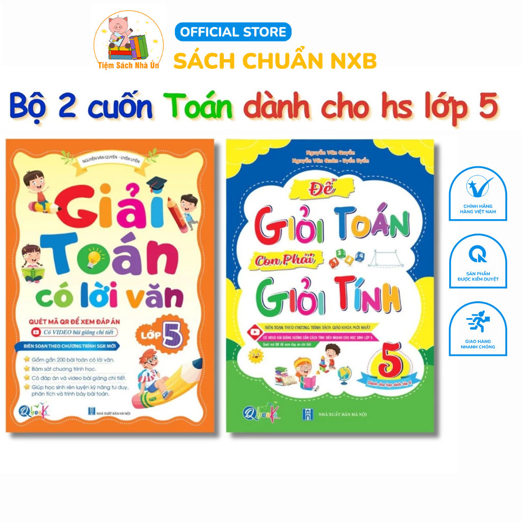 Sách - [ Lớp 5 ]  Giải toán có lời văn lớp 5 và Để giỏi toán con phải giỏi tính 5 ( Bộ 2 quyển )