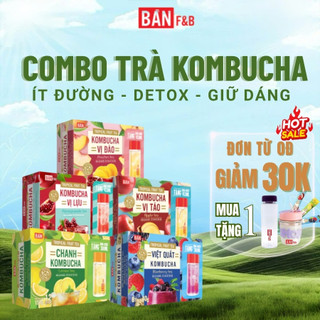  Hộp 50 Gói Trà Kombucha Không Calo Đẹp Da Nhẹ Bụng Giảm Thèm Ăn Giàu Lợi Khuẩn - Bản F&B 