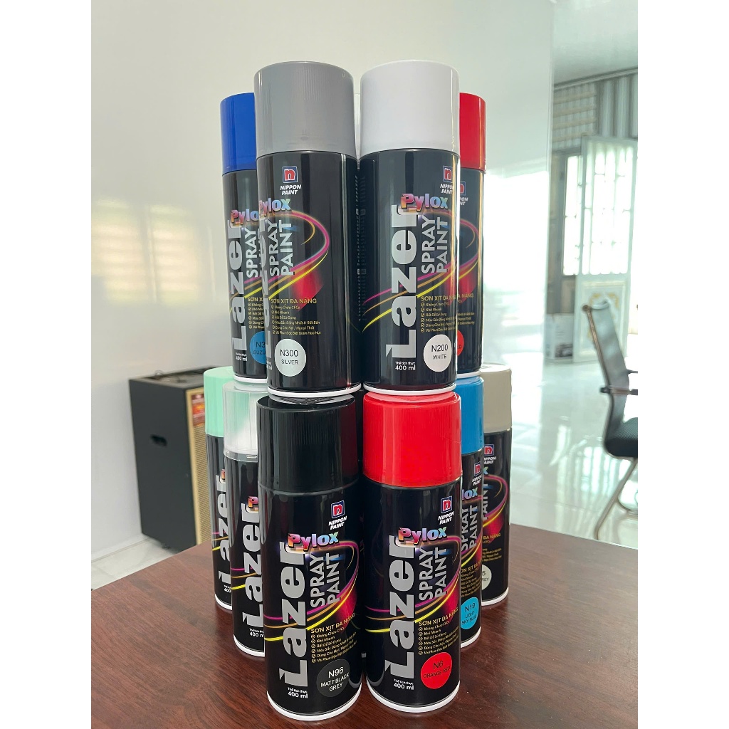 Sơn xịt đa năng Pylox Lazer màu thông dụng Chính hãng NIPPON PAINT - Dung tích 400ml