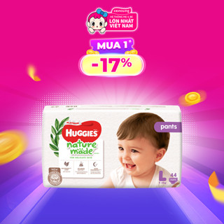 Tã quần siêu cao cấp Huggies Platinum Nature Made L 44 miếng - concung