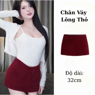  Chân váy ngắn chữ A vải Lông Thỏ phong cách Y2K,Chân váy trơn dáng ngắn basic có lót trong BIGSIZE HQ81 