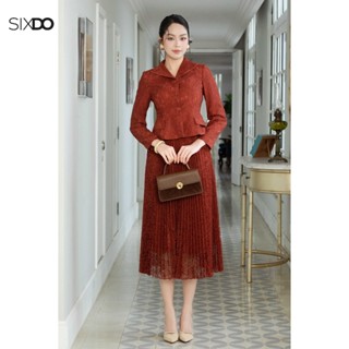  Chân váy ren xếp ly SIXDO  Russet Lace Flared Skirt  