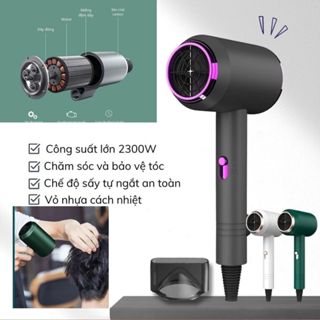 Máy sấy tóc 2 chiều nóng lạnh công suất  2300W, -3 chế độ  tặng kèm mỏ vịt, sấy mạnh nhanh khô tóc