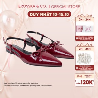 [EROSSKA] - Giày slingback nữ đế bệt phối nơ kiểu dáng thanh lịch màu đỏ cao 2cm - EH069