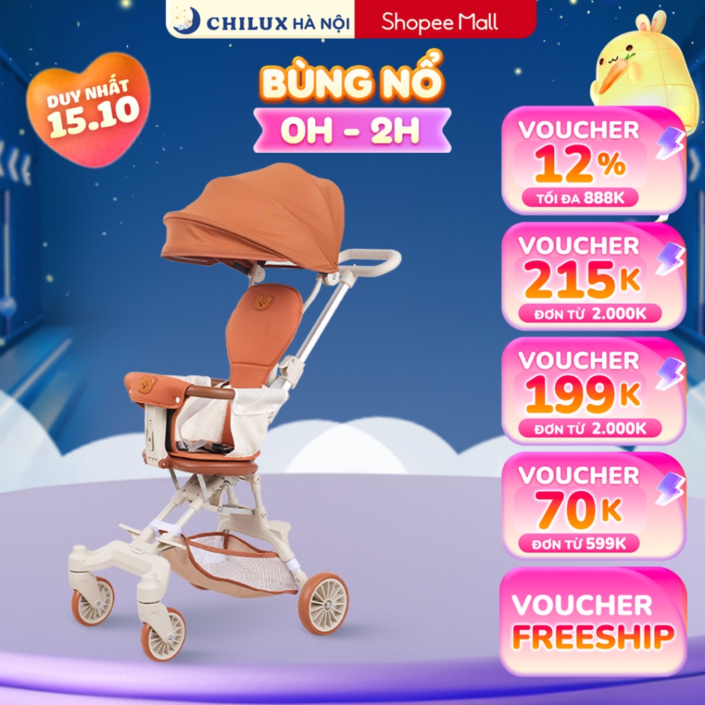 Xe đẩy gấp gọn Chilux M22 - Ghế ngồi xoay 2 chiều, mái che tuỳ chỉnh linh hoạt