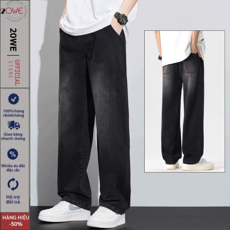 Quần Jean Đen Nam Ống Rộng DW01 Dáng Suông Chất Vải Dày Dặn Màu Wash Xám Trầm SMOKE V.1 - 20WE | BigBuy360 - bigbuy360.vn