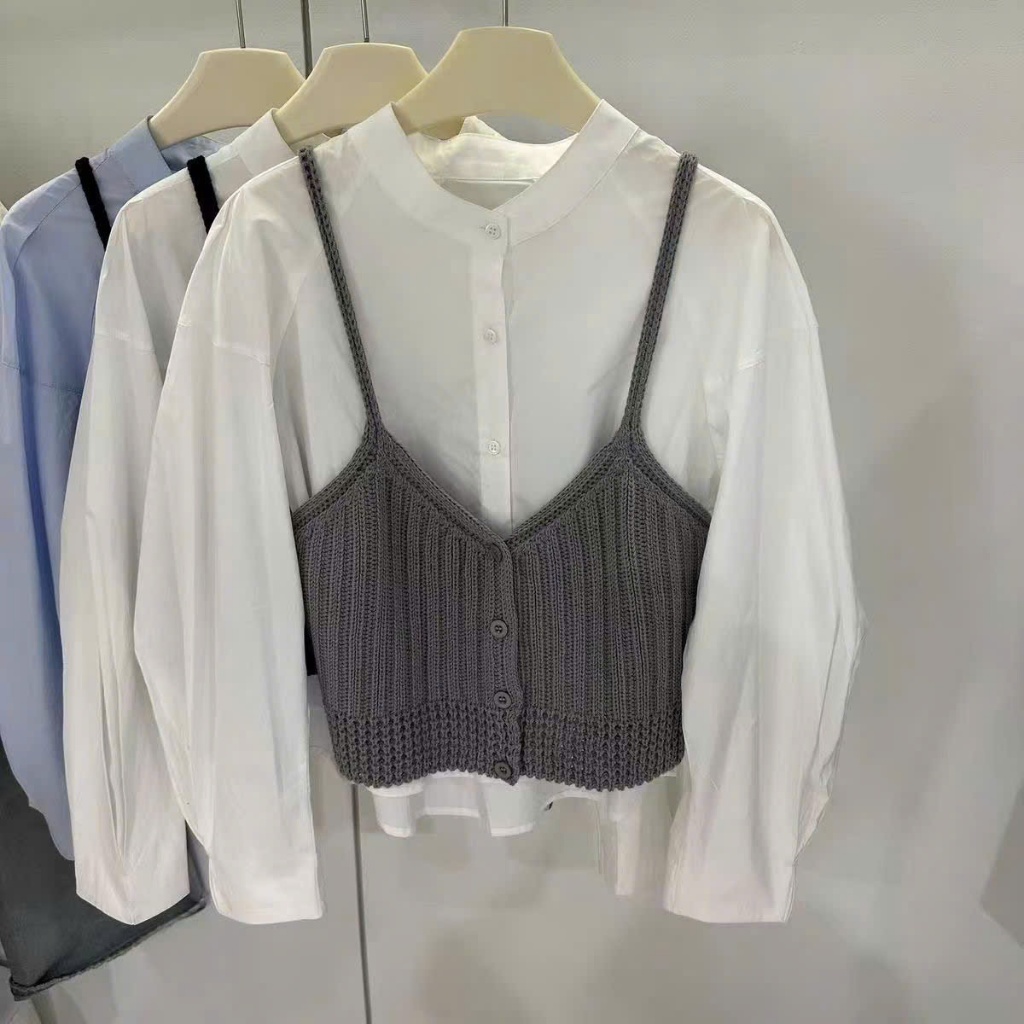 [SẴN] Áo gile len 2 dây dáng croptop mặc bên ngoài áo sơ mi, phong cách trẻ trung năng động - 039 | BigBuy360 - bigbuy360.vn