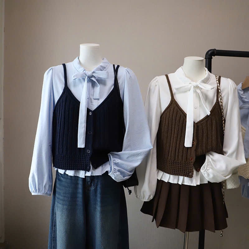 [SẴN] Áo gile len 2 dây dáng croptop mặc bên ngoài áo sơ mi, phong cách trẻ trung năng động - 039 | BigBuy360 - bigbuy360.vn