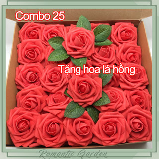 Bộ 25 Bông Hoa Hồng Giả Bằng Xốp 8cm Dùng Trang Trí Tiệc Cưới / Valentine