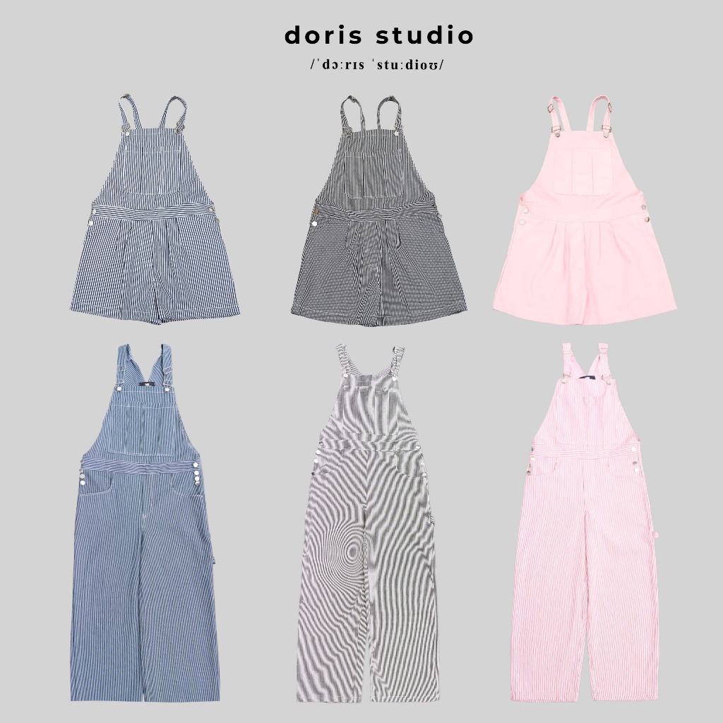 Doris / Quần yếm Jean sọc basic / Form unisex / 2 phân loại