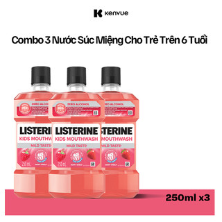  Bộ 3 chai Nước Súc Miệng Listerine Kids Mouthwash with berry shield Dành Riêng Cho Trẻ Trên 6 Tuổi 250ml chaidi 
