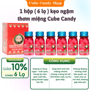 Hộp (6 lọ) kẹo ngậm thơm miệng Cube Candy, kẹo thơm vị trái cây chua ngọt, mát lạnh, mỗi lọ 23g