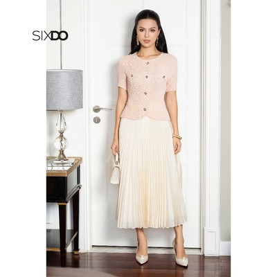 Chân váy xếp ly be SIXDO (Begie Organza Flared Skirt)