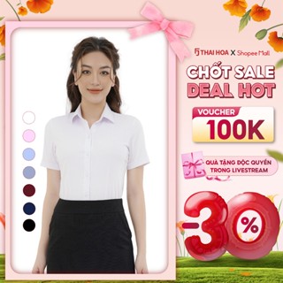 Áo sơ mi ngắn tay ASW0301-R10 chất liệu sợi tre trơn các màu form ôm Thái Hòa