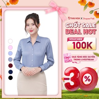 Áo sơ mi dài tay ASW0101-R10 chất liệu sợi tre vải trơn form ôm nhiều màu Thái Hòa
