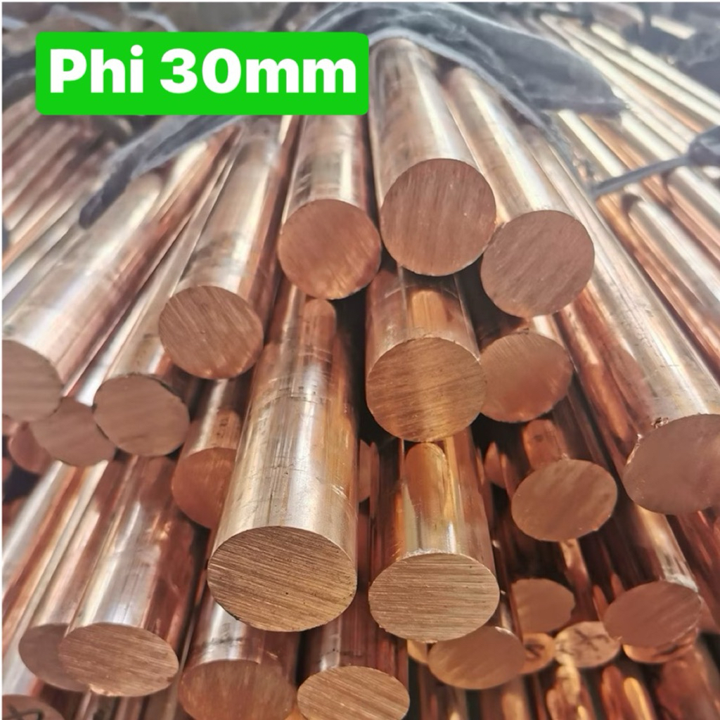 Đồng đỏ tròn đặc phi 30mm dài 20cm