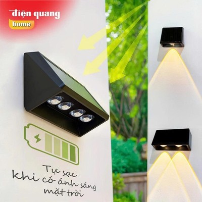 [HỎA TỐC] Đèn Hắt Tường NLMT Dùng Ngoài Trời Đèn Tường Năng Lượng Mặt Trời Điện Quang Chống Thấm Nước Bảo Hành 12 Tháng
