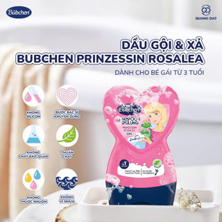 Dầu Gội Xả 2in1 Bubchen Trái Tim Hồng Cho Bé Gái Chai 230ml Sạch Sâu, Mềm Dịu - Hàng Nội Địa Đức