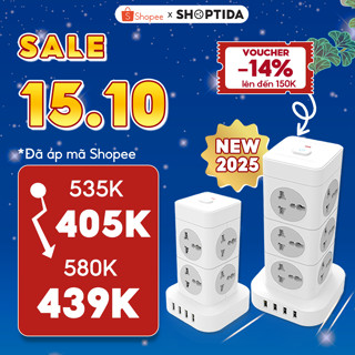 Ổ Cắm điện đa năng, ổ điện tháp 2 tầng, 3 tầng T8/ T12 dây nối dài 3m và 4m, chịu tải cao 3600w