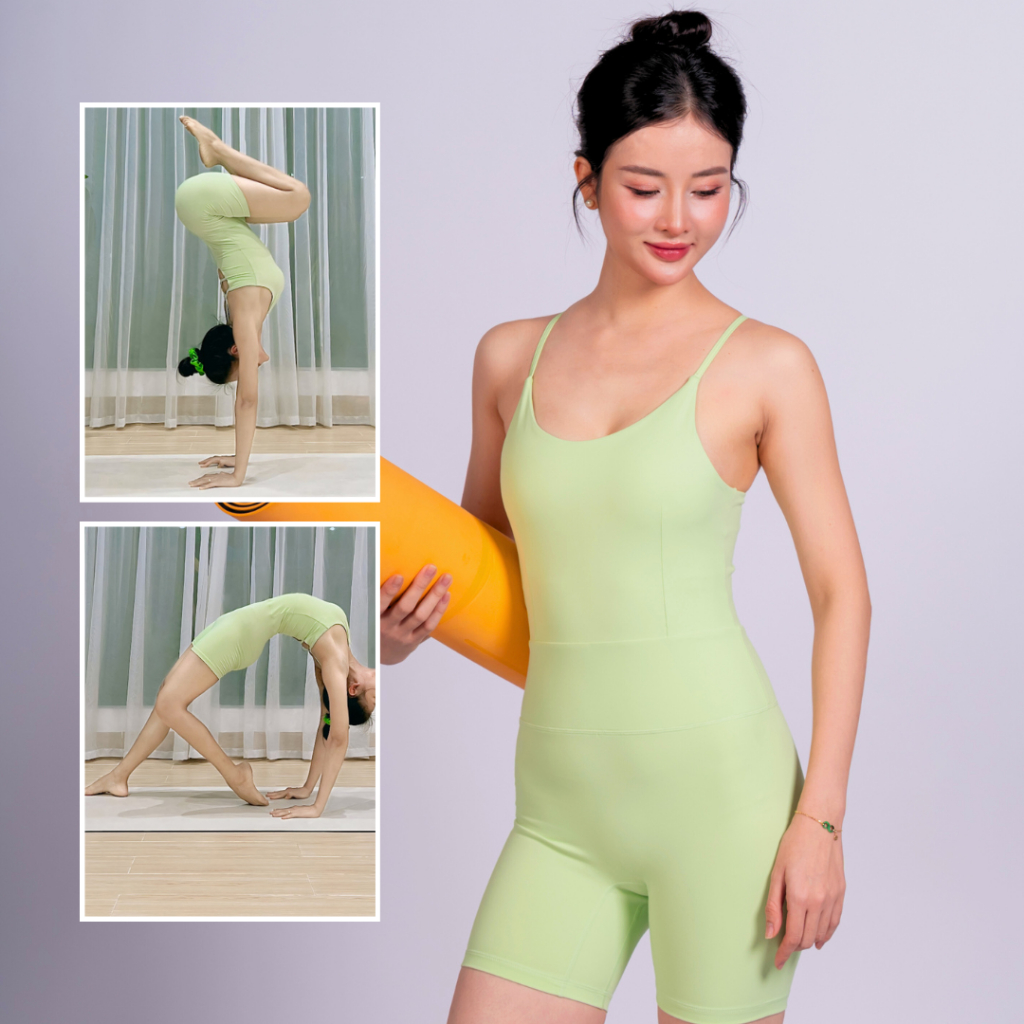 Bộ Liền Thân Tập Gym Yoga Nữ Livan LV25N01F401, Bộ Jumpsuit Kèm Đệm Ngực Tháo Rời