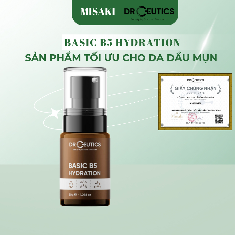DRCEUTICS Tinh Chất B5 Basic Hydration 5% DrCeutics Cho Da Dầu Mụn (30ml)