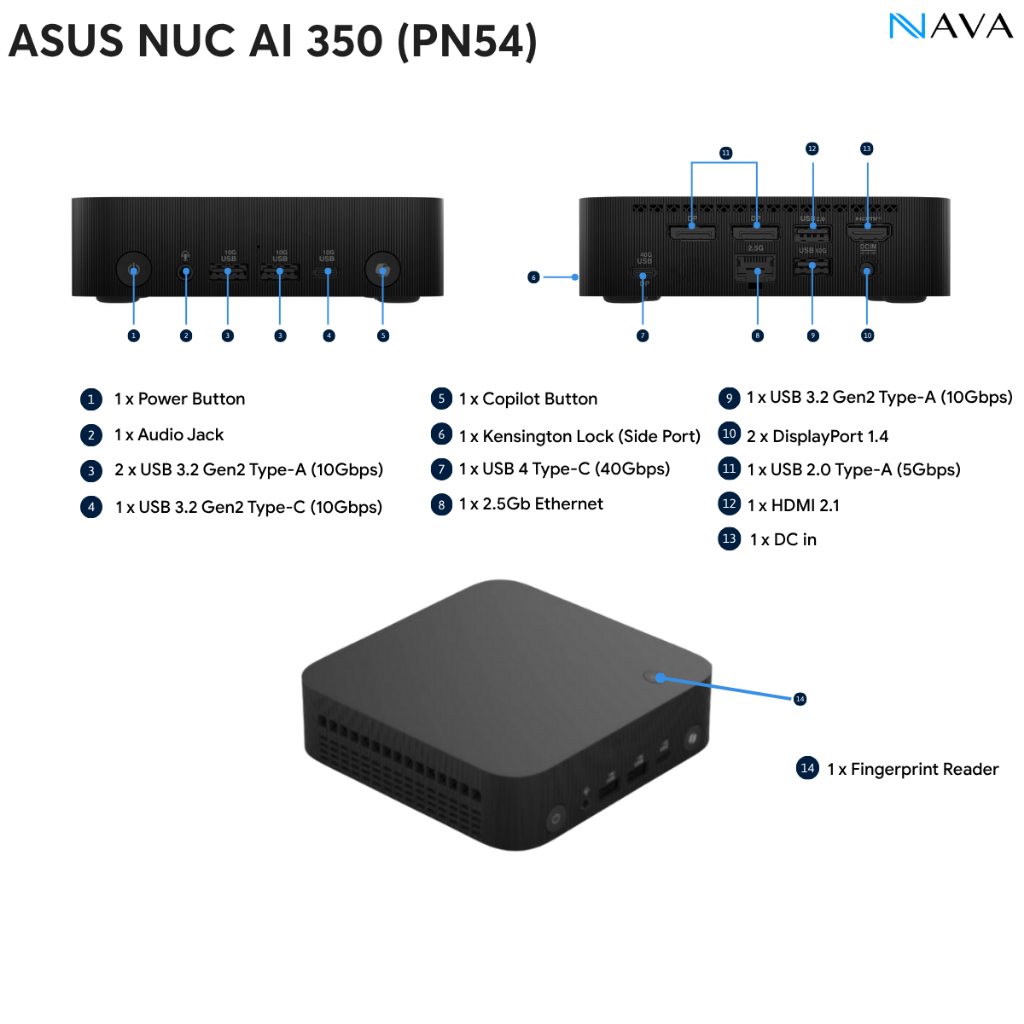 Mini PC ASUS NUC AI 350 (PN54) DDR5 AMD Ryzen AI 7, Radeon 860M, Copilot+, Khóa Vân Tay, Tặng Đế | BigBuy360 - bigbuy360.vn