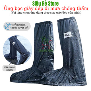 Giày ủng đi mưa Siêu Rẻ Store Bọc giày đi trời mưa nam nữ chống nước cổ cao đế cao su dày dặn chống trơn trượt