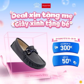 Giày Loafer Bé Trai Giày Lười Da Mềm Cao Cấp Phối Chi Tiết Bện Thừng Thanh Lịch Crown Space CRUK453
